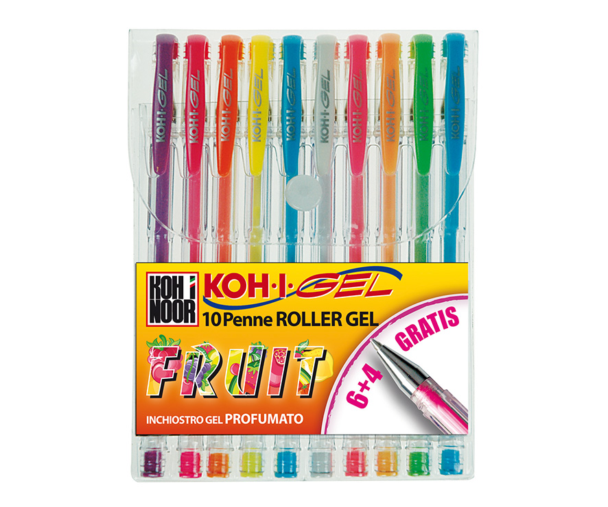 Ast. 10 penne gel FRUIT - colori profumati - Kinshop